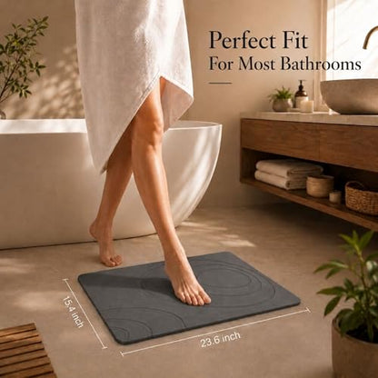 Stone Bath Mat for Bathroom – Quick Dry Diatomaceous Earth Shower Mat, Non-Slip Super Absorbent Diatomite Stone Bath Mats, Fast Drying Natural Floor Mat for Bathroom Kitchen (23.6"x15.4")