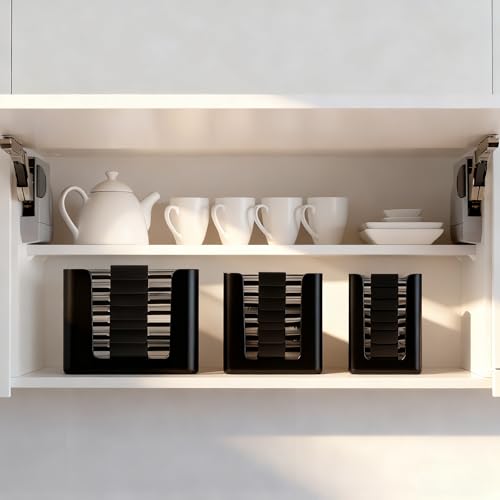 Lid Organizer for Rubbermaid Brilliances,Fits 4.7 & 3.2 Cup,1.3 Cup,0.5 Cup | Food Storage Container Lid Organizer for Rubbermaid Brilliances,Lid Organizer for Kitchen Cabinet - Holds 24 Lids (Black)