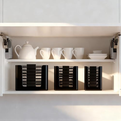 Lid Organizer for Rubbermaid Brilliances,Fits 4.7 & 3.2 Cup,1.3 Cup,0.5 Cup | Food Storage Container Lid Organizer for Rubbermaid Brilliances,Lid Organizer for Kitchen Cabinet - Holds 24 Lids (Black)