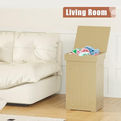 Function Home Trash Can Cabinet, 13 Gallon Kitchen Garbage Can, Wood Recycling Trash Bin, Freestanding Dog Proof Trash Can, Farmhouse Trash Cabinet with Lid for Home Kitchen Bathroom, Yellow