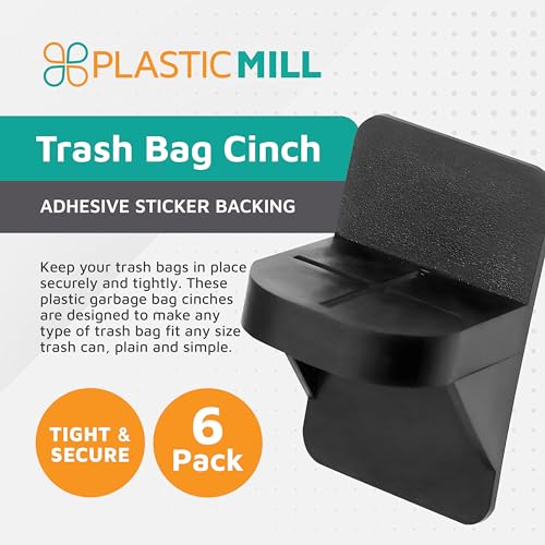 PlasticMill Trash Bags Cinch Black, 6 Pack, To Hold Garbage Bags In Place.May not be compatible with some Garbage Can drawers or compacters.
