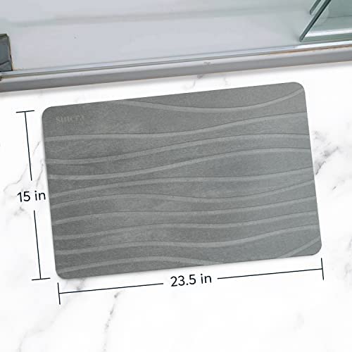 Stone Bath Mat for Bathroom, Diatomaceous Earth Non-Slip Quick Dry, Gray | Super absorbent, quick-drying & easy to clean. Natural material that lasts — restores with light sanding.