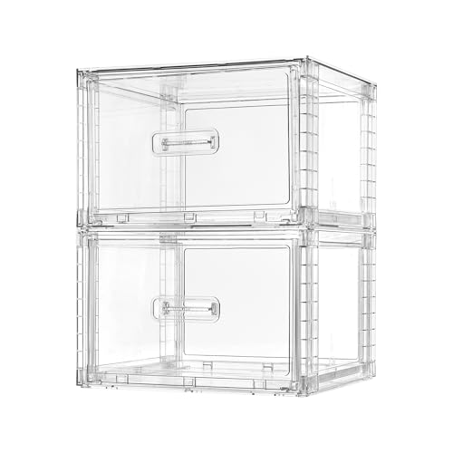 2 Pack Clear Stackable Storage Drawers 15QT (clear | Plastic)