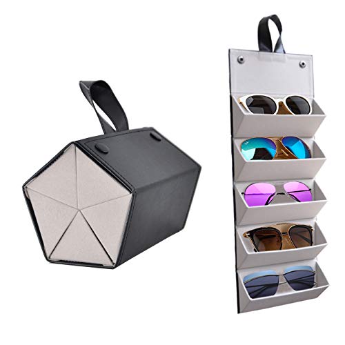 Kenpal Sunglasses Storage Organizer Holder Foldable Travel Case with 5 Slot Compartments for Multiple Glasses