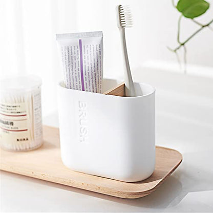 2 Pack Toothbrush Holders for Bathrooms, Electric Toothbrush Holder, White | Countertop Toothbrush Organizer for Toothpaste, Floss, Razor and Bathroom Vanity Accessories Storage