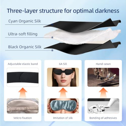 Sleep Mask for Sleeping, Zero Pressure 3D Blackout Eye Mask | 0.6" Deep Eye Cups for Lash Extensions & Side Sleepers, Soft Cotton Material, Adjustable Fit for Travel, Naps & Night Sleep