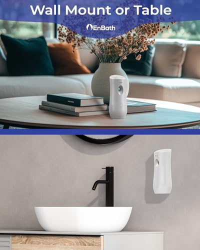 Automatic Air Freshener Spray Dispenser, White Wall Mounted or Free Standing Battery Operated Sprayer for Home or Commercial Use, 3 Auto Time Settings for Scent Release for Room/Bathroom Freshness