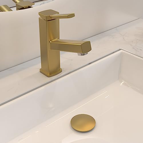 Bathroom Pop up Drain Without Overflow, Anti-Clogg... (Brushed Gold)