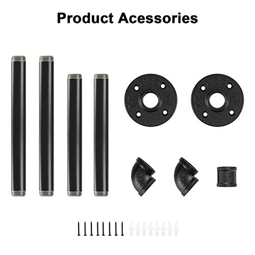 Industrial Iron Pipe Clothes Hanging Bar DIY Wall-Mounted Garment Rack Heavy Duty Clothing Rack for Bedroom, Laundry Room, Closet Storage (Black 24 inch)