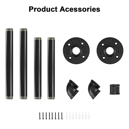 Industrial Iron Pipe Clothes Hanging Bar DIY Wall-Mounted Garment Rack Heavy Duty Clothing Rack for Bedroom, Laundry Room, Closet Storage (Black 24 inch)