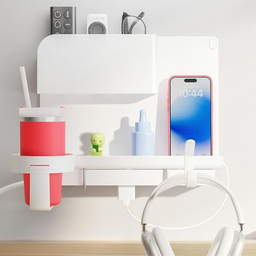 WallShelfie Bedside Wall Organizer & Dorm Decor fo... (White | Plastic)