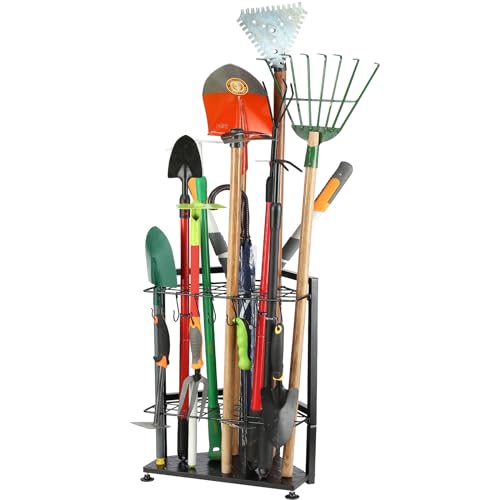 UU-Major Garden Tool Organizer,Yard Tool Rack Heavy Duty,Free Standing for Garage Corner,Garage Organization,Garage Organizers and Storage,Garden Tool Holder for Lawn,Shed,Outdoor,Metal