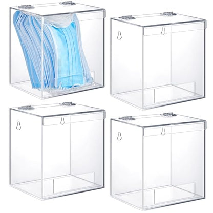 4 Pcs Acrylic Dispenser Wall Mount 6.9 x 6.7 x 5 Inch Beard Net Hair Net Holder Clear Acrylic Holder for Shoe Cover Glove
