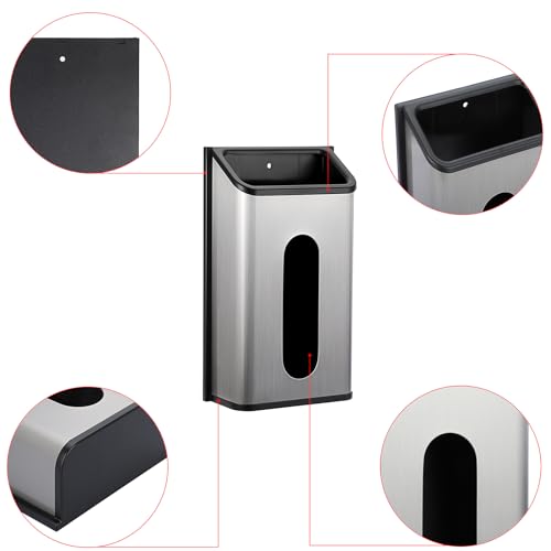 Sumnacon Grocery Bag Dispenser Wall Mount Stainless Steel Bag Dispenser for Plastic Bags Sturdy Grocery Bag Holder with Screws Adhesives Decorative Plastic Bag Holder for Kitchen Pantry Cabinet