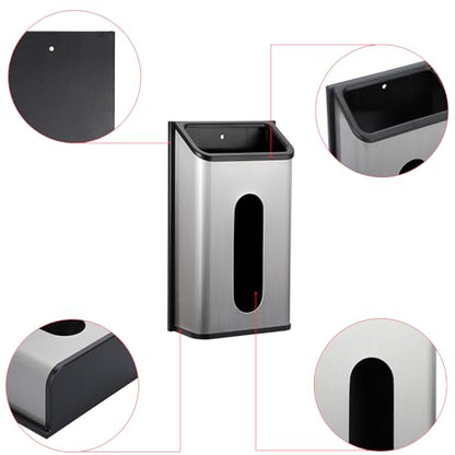 Sumnacon Grocery Bag Dispenser Wall Mount Stainless Steel Bag Dispenser for Plastic Bags Sturdy Grocery Bag Holder with Screws Adhesives Decorative Plastic Bag Holder for Kitchen Pantry Cabinet