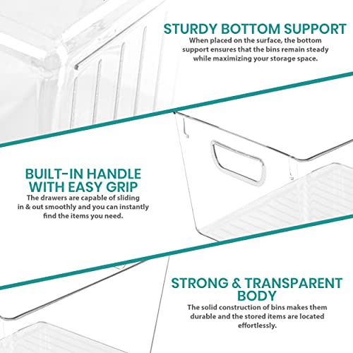 Utopia Kitchen Pantry Organizers and Storage Bins, 6 Pack, Large, Clear | Storage Bins for Pantry, Durable Freezer Organizer Bins With Handles for Organizing Fridge, Kitchen Organization