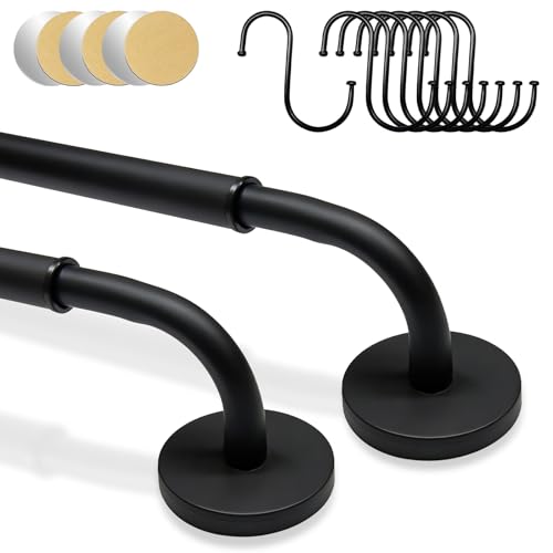 2 Pack Magnetic Curtain Rod for Metal Door, Adjust... (Black | Metal)