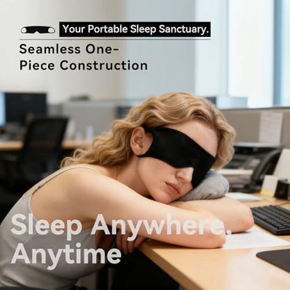 Ultra-Thin Sleep Mask for Travel & Outdoor, 0.3mm & 5g, Breathable Total Blackout Eye Mask, 99.7% Sun Blockout with Portable Leather-Feel Pouch for Beach, Camping, Flights & Office Nap (BLACKk)