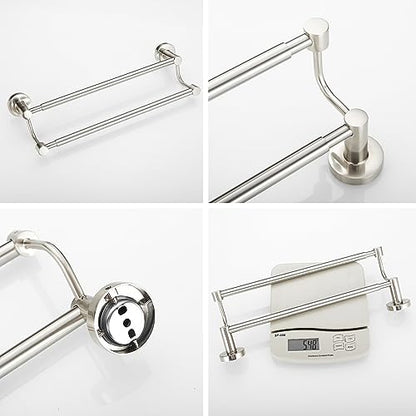 Double Towel Bar Towel Rack for Bathroom Wall Mounted Brushed Nickel | Adjustable 16-26 In,Wall Mounted Towel Holder, Stainless Steel, Rustproof, Towel Bar Rod Hanger Hardware Accessories Hotel