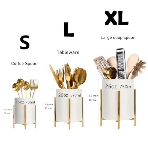 2 Set Silverware Caddy for Countertop,Sturdy Ceramic and Sturdy Metal Frame,Buffet Tableware, Party Table Decorations