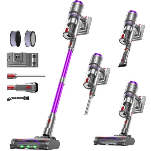 OXVAC Cordless Vacuum Cleaner, 60KPa 650W Stick Vacuum with 80Mins Runtime, Smart AUTO Mode, Anti-Tangle Brush, Self-Standing, Large Cup for Home, Pet Hair, Carpet & Hardwood Floor