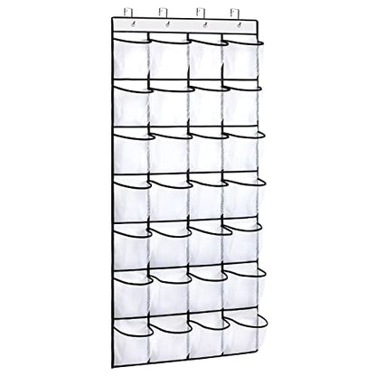 REGELETO 28 Large Pocket Over the Door Shoe Organzier, Hanging Shoe Rack for Door Large Capacity Shoe Organizer Holder with 4 Metal Hooks.