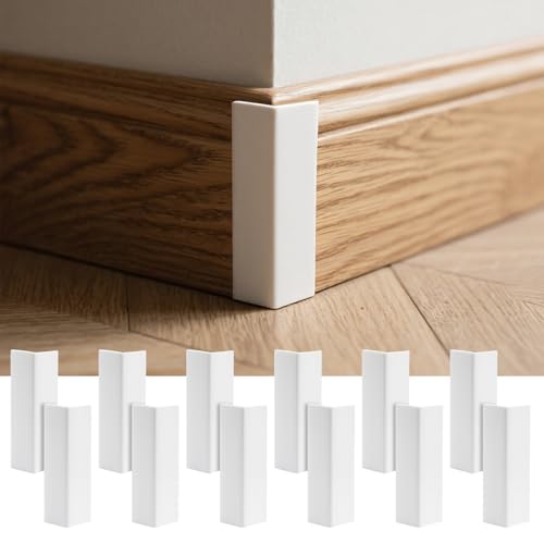 Pangda Baseboard Corners Blocks Self Adhesive Rubber Safety Corner Protectors Proofing Edge Guard Corner Cushion for Wall Furniture Edge(White,12 Pcs)