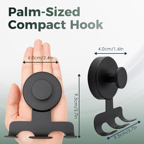 Shower Razor Holder 2 Pack,Heavy-Duty 7KG Suction Cup Razor Holder for Shower,Razor Hooks for Shower,Powerful Vacuum Suction Hooks for Razor,Towel,Loofah,Damage-Free Metal Shower Hooks(Matte Black)