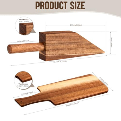 2PCS Mattress Lifter and Bed Sheet Tucker Tool Set, Upgraded Acacia Wood | Mattress Lifter Wedge and Bed Maker Tool, Reusable, Comfort Grip and Lever-Action Lift for Tuck Sheets or Bed Skirts