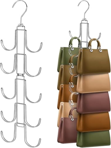 2 Pack Purse Organizer for Closet: Upgraded Purse... (Silver | Metal)