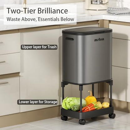 Stainless Steel Tall Kitchen Trash Can with Shelf... (Eclipse Grey | Stainless Steel)