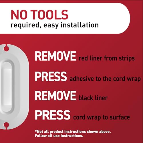 Command Cord Wrap, 2 Units, 4 Medium Strips | Cord Holder And Organizer For Desk, Office, Gaming, And Living Room, No Damage Adhesive Cord Management