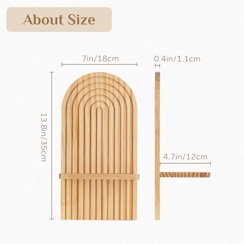 Boho Wall Decor Set of Two: Wood Wall Candle Holder | 3D Arch Design, Natural Minimalist Candle Sconces for Pillar or Plants, for Living Room, Bathroom, Nursery, Bedroom