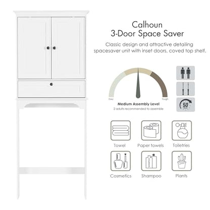 Spirich Bathroom Over the Toilet Storage Cabinet with Tilt-Out Cube, White | Space-saving Organizer for Small Bathrooms, Doors Conceal Clutter, Adjustable Shelf, Anti-Tip Device, Engineered Wood