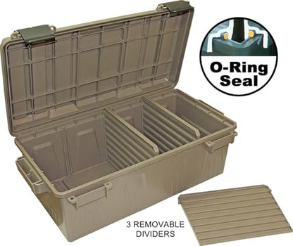 MTM ACDC30 Divided Ammo Crate Utility Box, Outdoor Gear & Tool Storage, Water- Resistant, Stackable, Snap Latch, 21"x11.2"x7.5", USA Made, Dark Earth