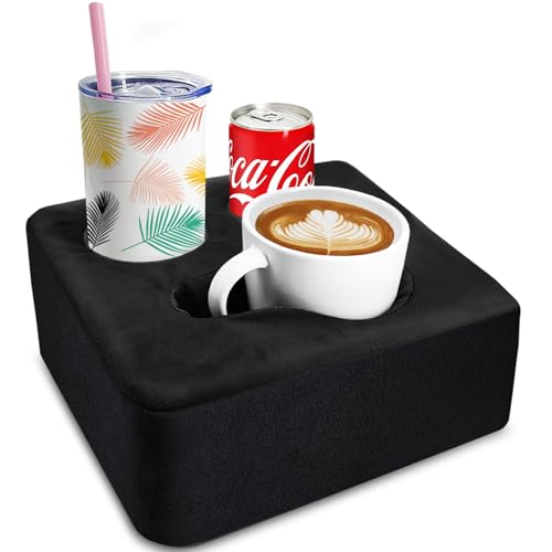 Couch Cup Holder Pillow Tray & Caddy - for Sofa, B... (Black | Foam, Velvet)