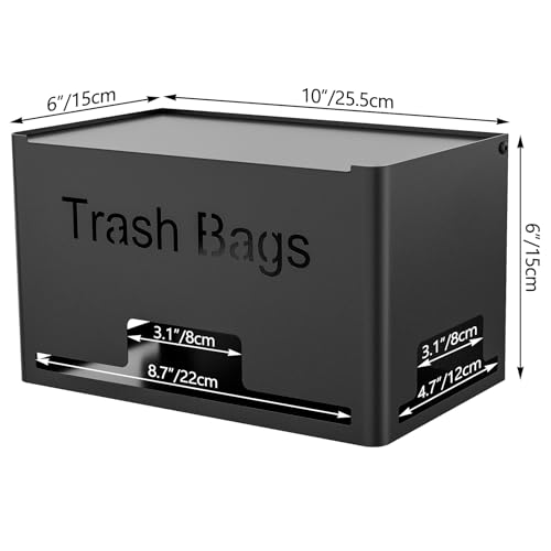 STWWO Large Trash Bag Holder Dispenser | Metal Garbage Bag Dispenser Roll Holder, Kitchen Trash Storage Organizer for Under Sink, Wall Mounted or Freestanding, Black
