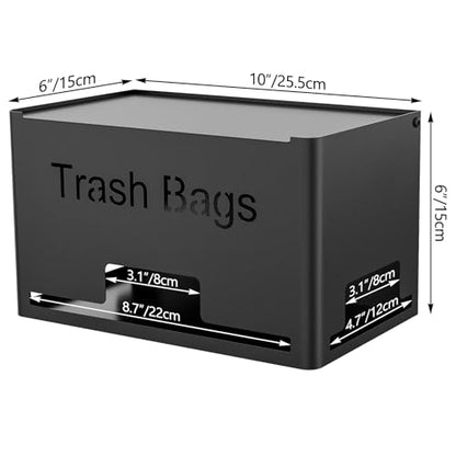 STWWO Large Trash Bag Holder Dispenser | Metal Garbage Bag Dispenser Roll Holder, Kitchen Trash Storage Organizer for Under Sink, Wall Mounted or Freestanding, Black