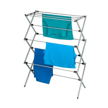 Honey-Can-Do Deluxe Metal Collapsible Clothes Drying Rack, 50 lbs, 29" x 14.2" x 42.1", White & Grey