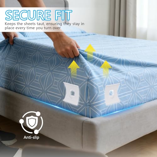 Sheet Holders: Made of high-Strength ABS Material, These Heavy-Duty, Rigid Sheet Clips Feature a Safety Latch to Keep Sheets taut and Smooth—Suitable for All Mattress Sizes (4-Pack)