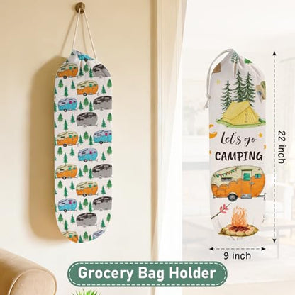 2Pcs Camping RV Essentials Plastic Bag Holder, Reusable Hanging Grocery Bags Holder for Camper RV Accessories, Portable Trash Bags Organizer for Camper Must Haves, Picnics, Beach, Hiking