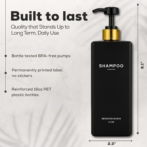 Black Shampoo and Conditioner Dispenser Set - Shower Soap Dispenser (Black)
