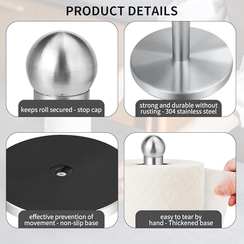 Kaishun Paper Towel Holder Countertop with Weighted Base for Standard Rolls