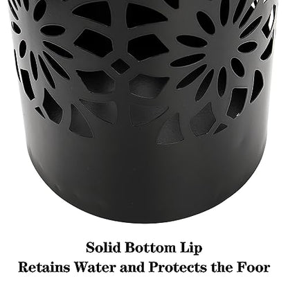 Bekith Metal Umbrella Holder, Free Standing Umbrella Stand for Entryway, Canes Walking Sticks Holder for Home, Office, 6.7" x 6.7" x 16.5", Round, Black