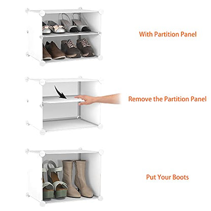 HOMIDEC Shoe Rack Organizer 24 Pair Modular Shoe Storage Cabinet for Closet | PP Plastic, Sturdy Steel Frame, Waterproof, Dustproof, Easy Clean, Shoe Shelves for Closet Garage Hallway Bedroom Entryway