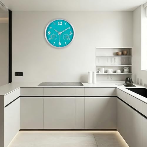 Outdoor Clock Waterproof with Thermometer and Hygrometer Combo 12 Inch Blue | Outdoor Metal Aluminum Frame Wall Decor Garden Patio Pool