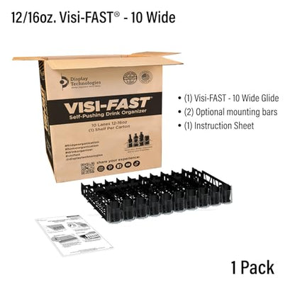 Drink Organizer for Fridge – Visi-Fast Push Dispenser, 12/16oz, 1-Pack