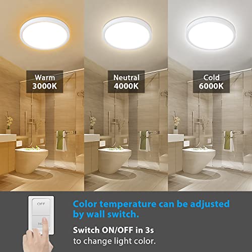Dimmable Ceiling Light with Remote Control, Wired 8.7Inch 18W 3000K-6000K Light Color Adjustable, Round LED Flush Mount Ceiling Lamp, White Flat Panel Lights for Dining Room, Bedroom, Kitchen