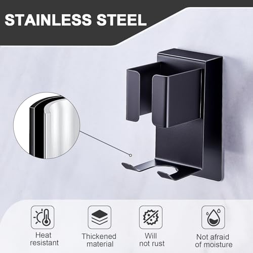 Hair Straightener Holder Wall Mounted Blow Dryer Holder, Blow Dryer and Curling Iron Holder, Hair Dryer and Straightener Holder, Bathroom Hair Tools Organizer and Storage (Black, 1Pc)