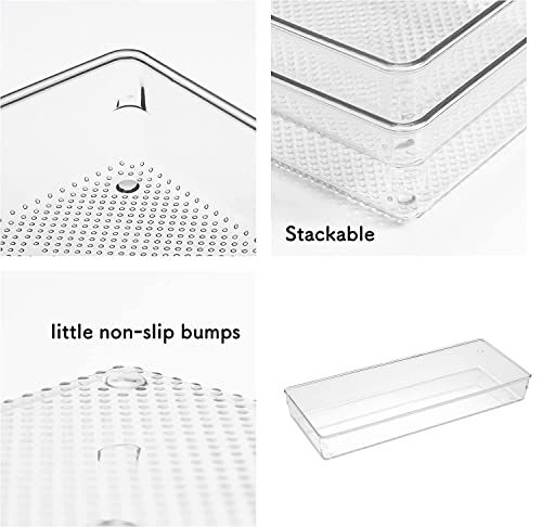 3 Pack Large Clear Plastic Drawer Organizer Tray Cutlery Utensil Makeups Drawer Organizers 15" X 6"